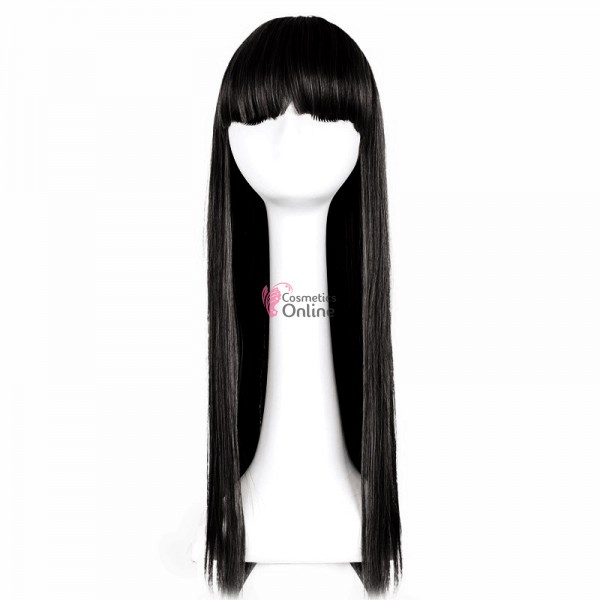 Peruca din fibra sintetica cu par lung cu breton de 70 cm drept Brunet 9012701B